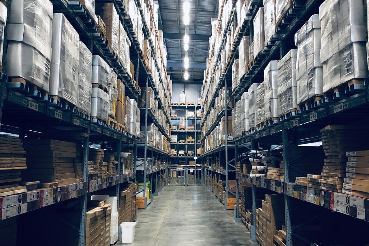 long shot of a full warehouse